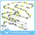 Collier Christ Collier Religieux Chapelet Croix Pendentif Vert Chapelet Perles Longue Chaîne Pour Femmes Hommes